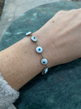 Load image into Gallery viewer, White Protection Eye Sterling Silver Bracelet
