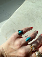 Load image into Gallery viewer, Brutalist Turquoise Sterling Silver Ring Size 3.75
