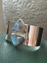 Load image into Gallery viewer, Moonstone Chunky Solid Sterling Silver Thick Width Bracelet
