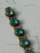 Load image into Gallery viewer, Antique Blue Czech Glass Costume Bracelet 7.25”
