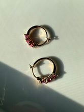 Load image into Gallery viewer, Ruby Gold Vermeil Hoop Earrings
