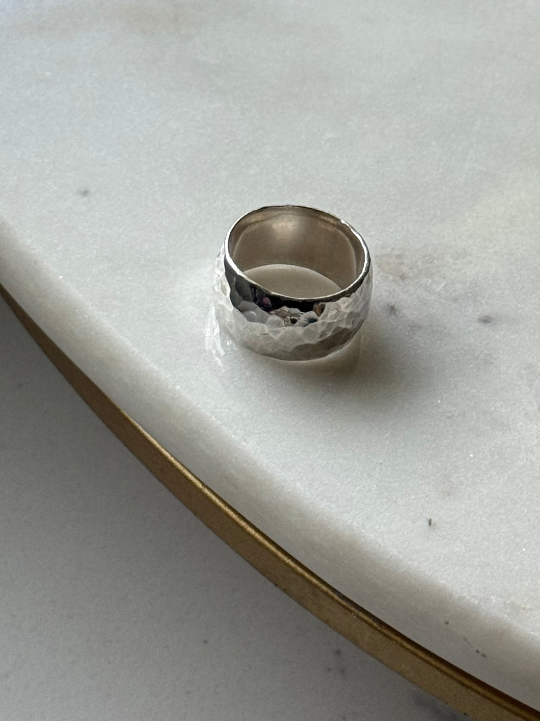 Vintage Solid Sterling Silver Hammered Cigar Band Size 7.25