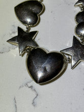 Load image into Gallery viewer, Chunky Vintage Mexican Sterling Silver Heart &amp; Star Necklace
