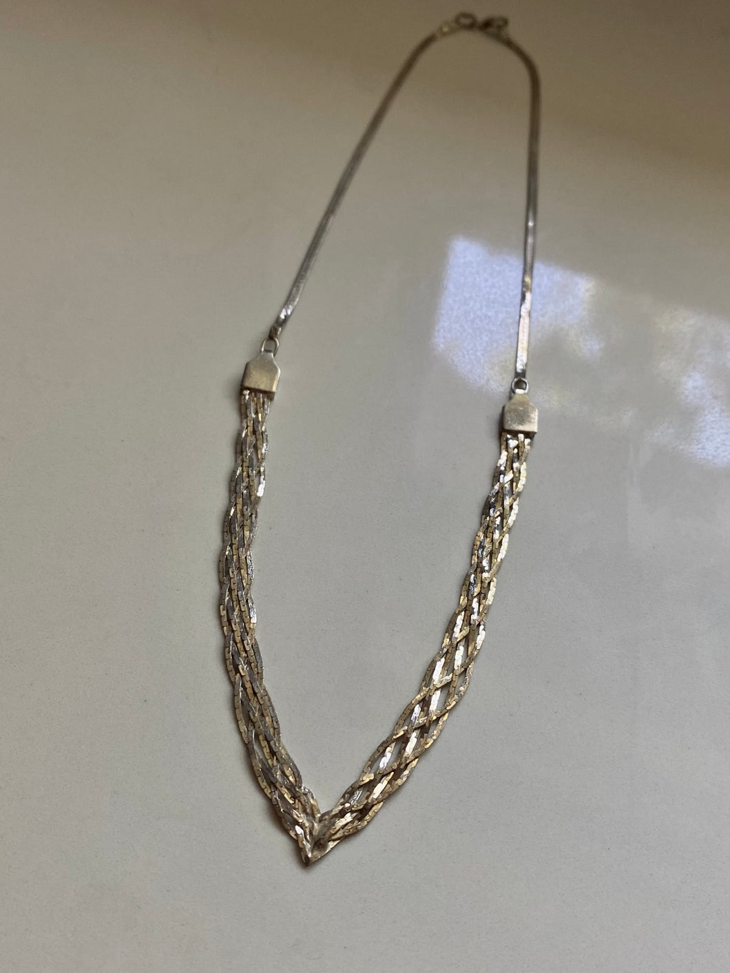 Braided Herringbone Sterling Silver Necklace