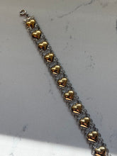 Load image into Gallery viewer, Two-Tone Sterling Silver Heart Bracelet 7.25”
