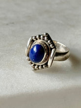 Load image into Gallery viewer, Vintage Lapis Sterling Silver Ring Size 7.75
