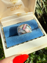 Load image into Gallery viewer, Multistone Inlay Dome Ring Sterling Silver Size 7
