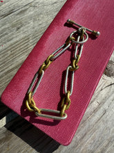 Load image into Gallery viewer, Sterling Silver &amp; Brass Trombone Link Bracelet 7.5”
