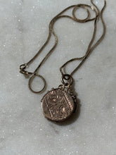 Load image into Gallery viewer, Antique 12k Gold Fill Etched Floral Locket Necklace 18”
