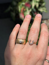 Load image into Gallery viewer, Diamond Chip Horseshoe 10k Gold Ring Size 5.5
