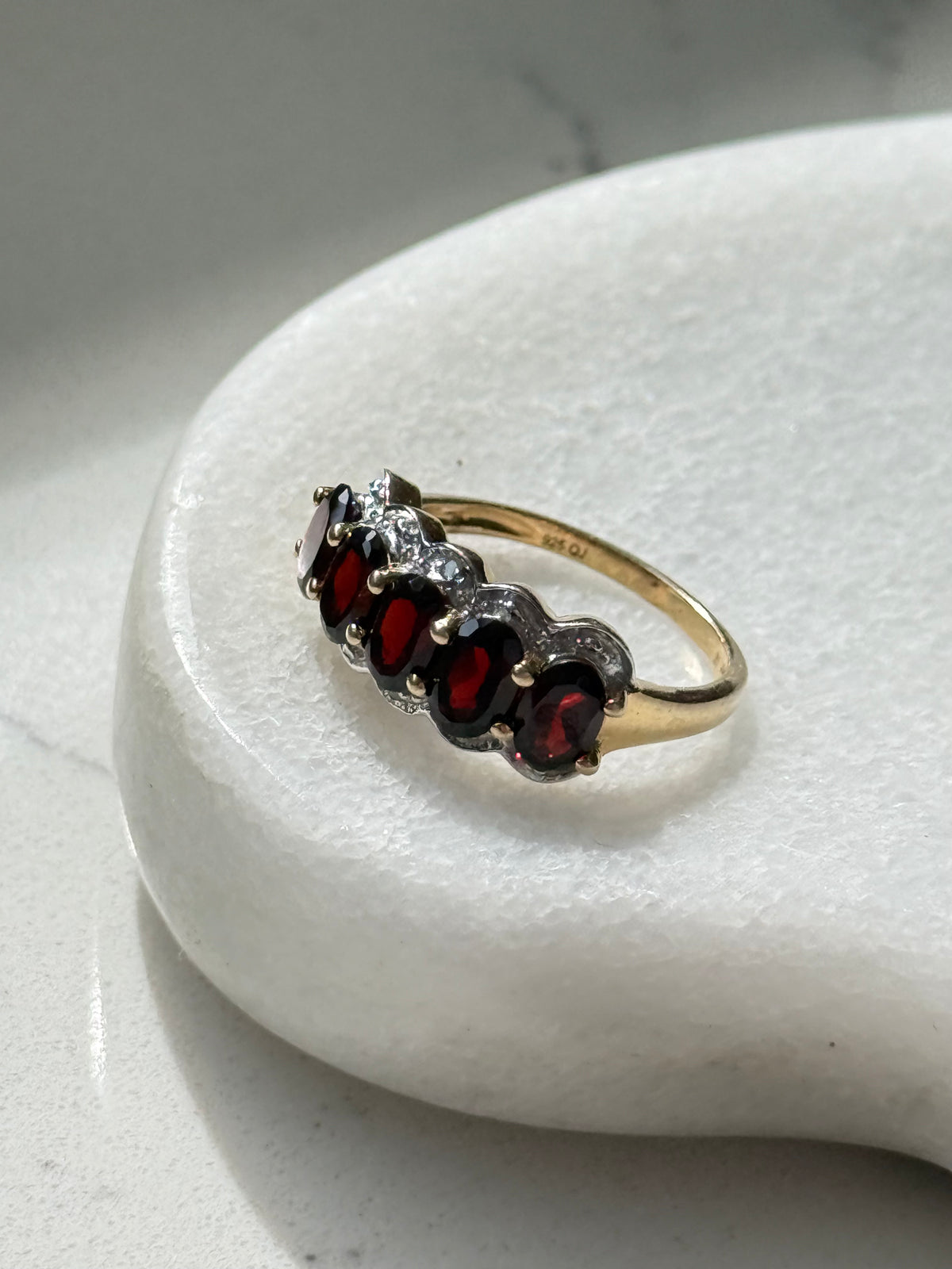 Garnet Gold Vermeil Ring Size 7