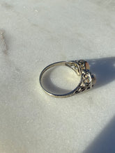 Load image into Gallery viewer, Opal &amp; Diamond 14k White Gold Bow Ring Size 6.75
