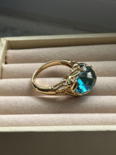 Load image into Gallery viewer, Blue Glass Gold Vermeil Ring Size 7
