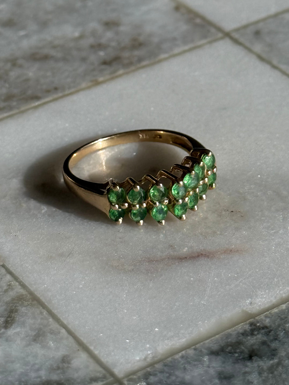 Emerald Vintage 14k Solid Yellow Gold Ring Size 7