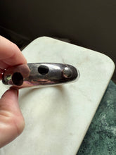 Load image into Gallery viewer, Mexico Modernist Black Onyx Inlay Solid Sterling Bangle Bracelet 6.75”
