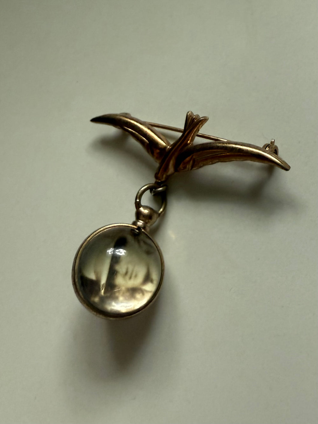 1930s Gold Fill Photo Chatelaine Brooch