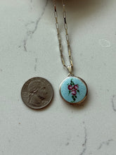 Load image into Gallery viewer, Vintage Enamel Floral Sterling Silver Locket Necklace
