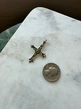 Load image into Gallery viewer, Green Stone Sterling Silver Cross Pendant
