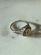 Load image into Gallery viewer, Yellow Glass Sterling Silver Ring Size 5.5
