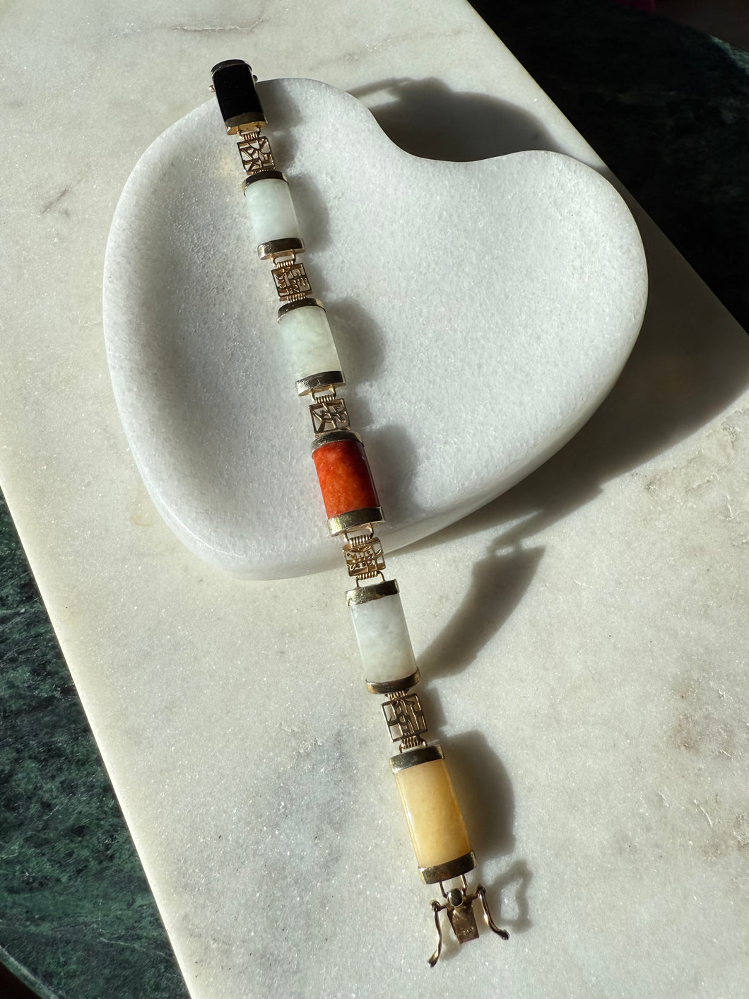 Jade Gold Vermeil Bracelet 7.25”