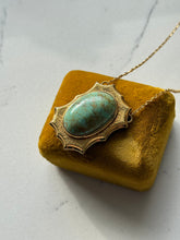 Load image into Gallery viewer, Art Deco Era Etched 14k Gold Turquoise Necklace
