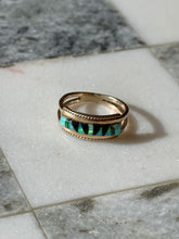 Load image into Gallery viewer, Vintage Southwestern Opal Black Onyx Inlay 14k Gold Ring Size 6
