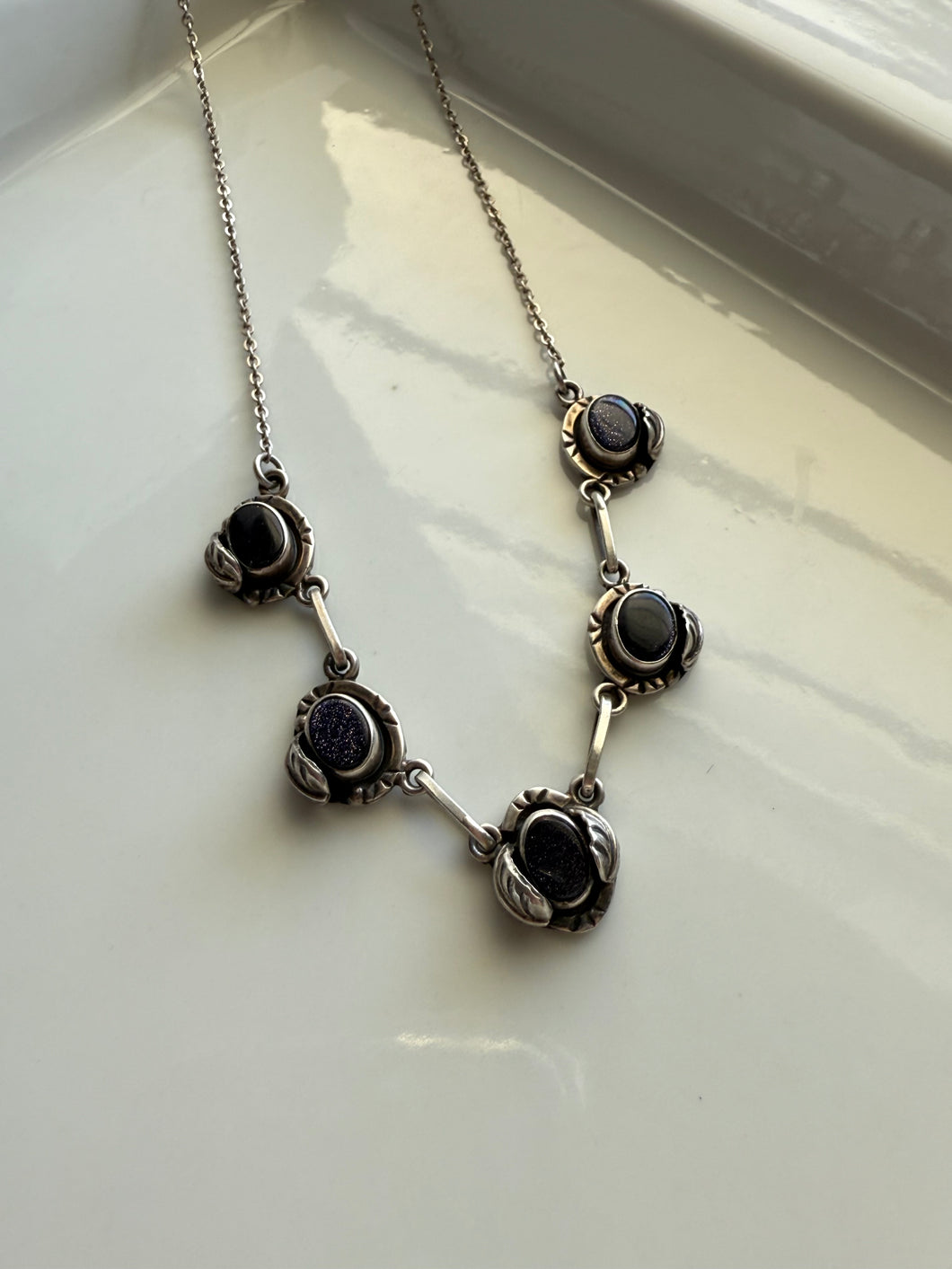 Purple Stone Mexico Sterling Necklace 20”