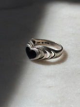 Load image into Gallery viewer, Black Enamel Sterling Silver Heart Ring Size 5.75
