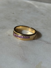 Load image into Gallery viewer, Vintage Solid 18k Gold Pink Sapphire Ring Size 8
