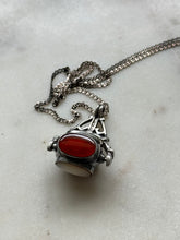 Load image into Gallery viewer, Vintage Multistone Spinner Fob Sterling Necklace 17.75”
