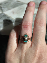 Load image into Gallery viewer, Victorian 14k Gold Pearl Turquoise Ring
