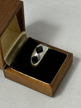 Load image into Gallery viewer, Black Onyx Harlequin Inlay Sterling Ring Size 7
