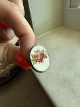 Load image into Gallery viewer, Sterling Pink Rose Tile Ring Size 6
