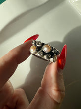 Load image into Gallery viewer, Pearl &amp; CZ Sterling Silver Ring Size 6.5
