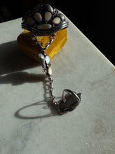 Load image into Gallery viewer, Vintage Mother of Pearl Sterling Silver Hand Chain Bracelet
