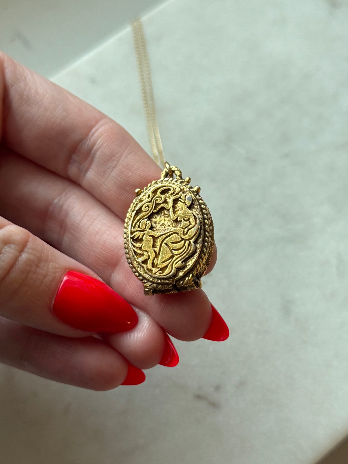 Vintage Perfume Locket Necklace 18”