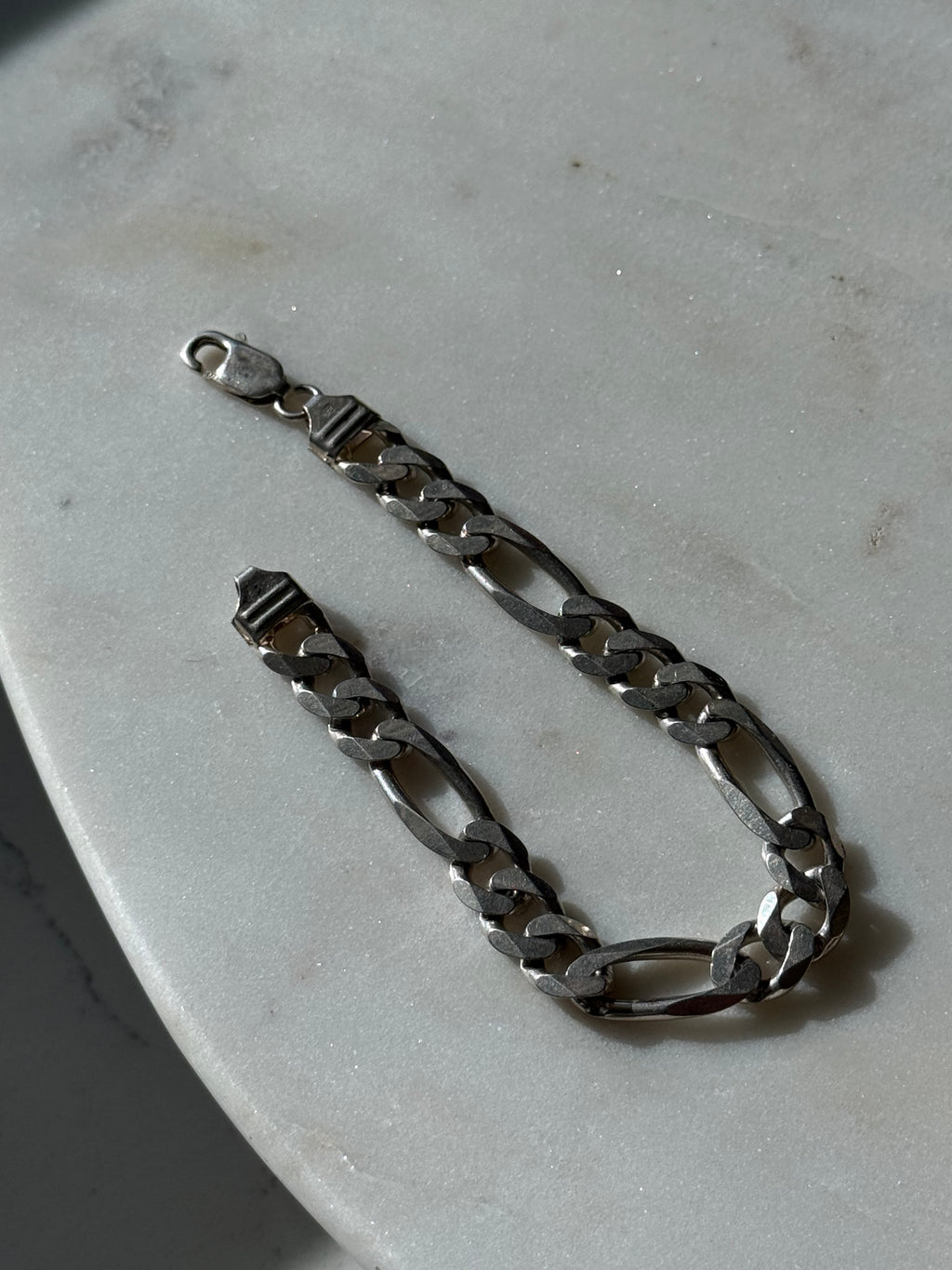 Vintage Solid Sterling Silver Figaro Link Bracelet 8.15”