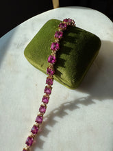 Load image into Gallery viewer, Pink Synthetic Stone Gold Vermeil Tennis Bracelet 7.25”
