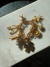 Load image into Gallery viewer, Good Luck Chunky Gold Plated Charm Bracelet 6”
