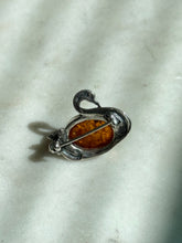 Load image into Gallery viewer, Synthetic Amber Swan Sterling Silver Brooch
