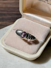 Load image into Gallery viewer, Sterling Silver Ribbed Amethyst Ring Size 9
