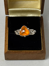 Load image into Gallery viewer, Faceted Orange Glass Sterling Silver Ring Size 8.25
