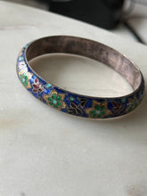 Load image into Gallery viewer, Vintage Cloisonné Enamel Sterling Silver Bangle Bracelet

