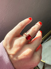 Load image into Gallery viewer, Red Synthetic Stone &amp; Spinel Gold Vermeil Ring Size 6
