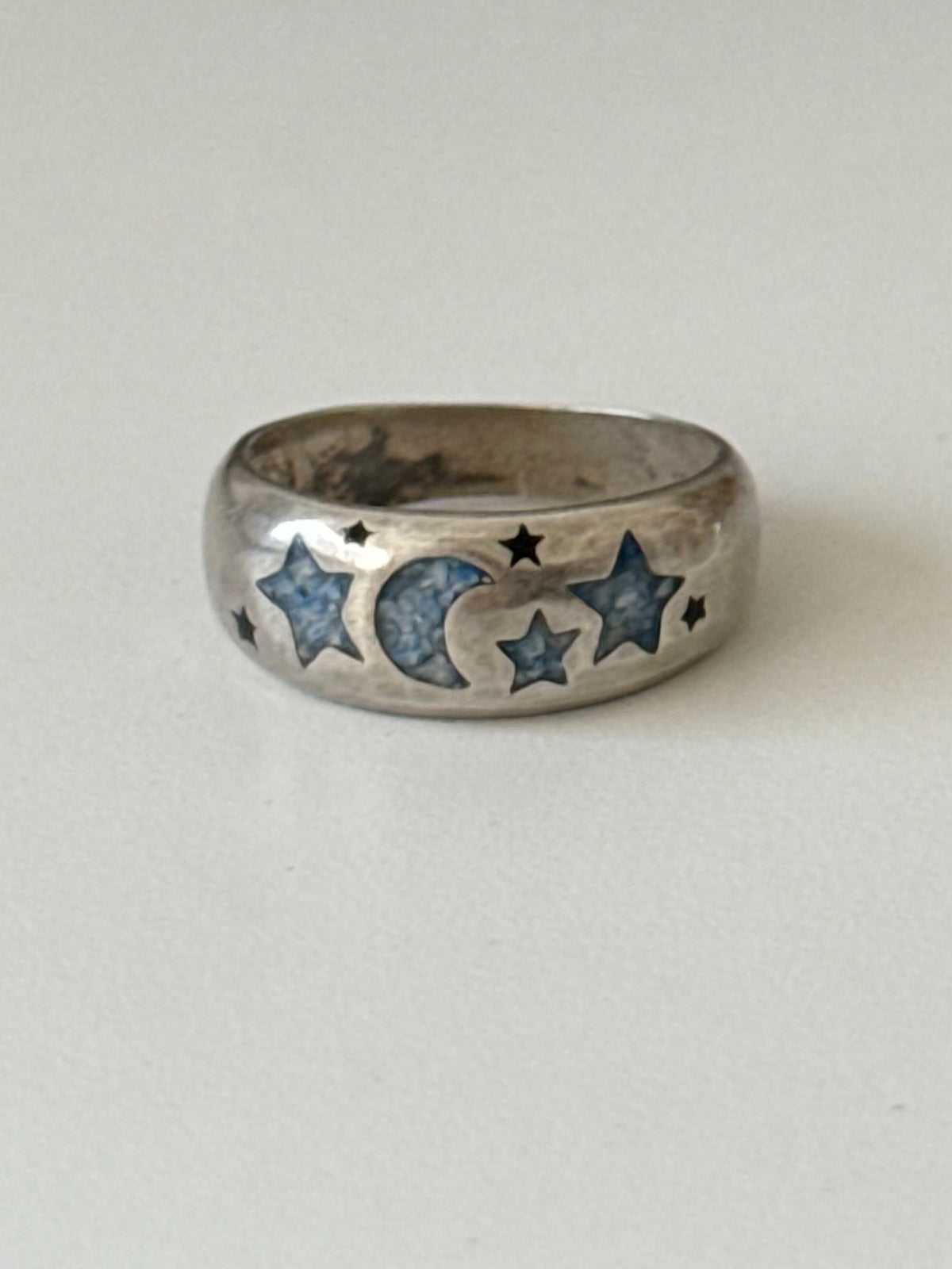 Celestial Inlay Sterling Silver Ring Size 4.75