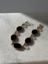 Load image into Gallery viewer, Black Onyx Oval Link Gold Fill Bracelet 7.5”
