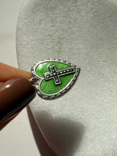 Load image into Gallery viewer, Antique Guilloche Enamel Etched Marcasite Sterling Heart Pendant
