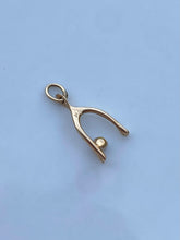 Load image into Gallery viewer, Pearl Wishbone 14k Gold Vintage Pendant
