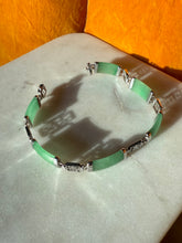 Load image into Gallery viewer, Jade Sterling Silver Bracelet 7.25”
