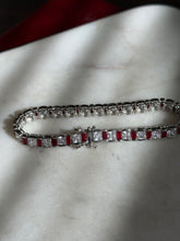 Load image into Gallery viewer, Sterling Silver CZ &amp; Glass Stone Tennis Bracelet 6.5”

